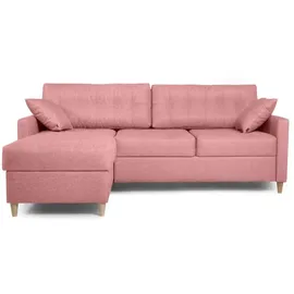 Fun Möbel Ecksofa Schlafsofa MOLDE Stoff (FUEGO) Rosa Ottomane Links