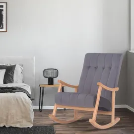 CLP Schaukelstuhl Saltillo Samt natura/grau