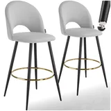 Tectake tectake® Barstuhl, in Samtoptik, gepolstert, pulverbeschichtete Stahlbeine, 49 x 58 x 110 cm, Belastbarkeit 120 kg
