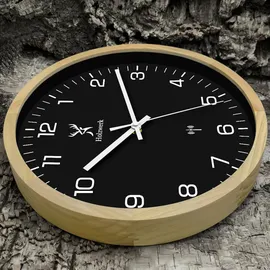 Holzwerk Funkwanduhr 30 cm Hw.buche-schwarz. beige/schwarz