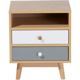 Beliani Nachtschrank FARGO 40 x 48 x 30 cm Braun/Grau/Weiß