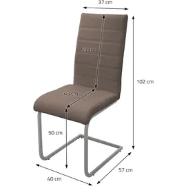 ML-Design Esszimmerstuhl Freischwinger 2er Set Braun, Kunsterlederbezug