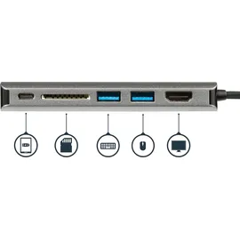 Startech DKT30CSDHPD USB-C Multiport Adapter - 2x USB 3.0/HDMI/SD/Gigabit Ethernet Grau/Schwarz