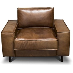 Casa Padrino Luxus Echtleder Lounge Sessel Vintage Leder Braun - Luxus Wohnzimmer Sessel Möbel Büffelleder