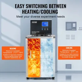 Vevor Labor-Kühl-/Umwälzpumpe, 6 l Kühler für Niedertemperatur-Kühlflüssigkeit, 23 °F–212 °F, Umwälzpumpen-Kühler, LCD-Display, Wasserbad-Umwälzwasserkühlung aus Edelstahl 304