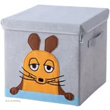 LIFENEY Aufbewahrungsbox mit Deckel Die Maus 30x30x30cm – blau, grau, orange