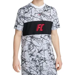 NIKE F.C. Soccer Jersey Herren Fußball-Trikot mit Dri-Fit Sport-Shirt mit abstraktem Muster DV9769-100 Weiß/Schwarz - S