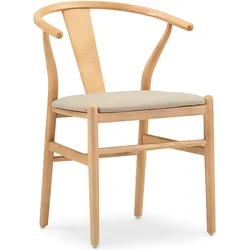 Stuhl Harald mit Eschengestell und wasserdichtem Kissen in Beige für die Gastronomie. Innenmöbel für Bar, Restaurant und Café.