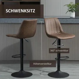 Homcom 2er-Set Barhocker Höhenverstellbarer Barstuhl Tresenstuhl mit Fußstützen - Braun