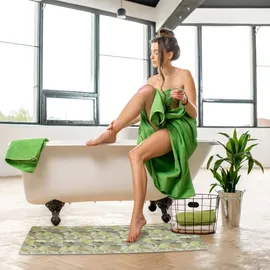 Relaxdays Weichschaummatte, zuschneidbar, Bad, Sauna, Pool, Antirutschmatte, Design Steine, B x T ca. 65 x 150 cm, braun,