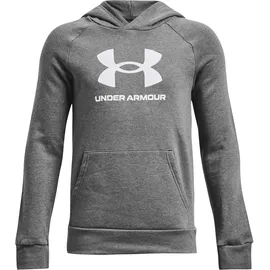 Under Armour Rival Fleece Big Logo Hoodie Jungen 025 castlerock light heather/white M 137-149 cm