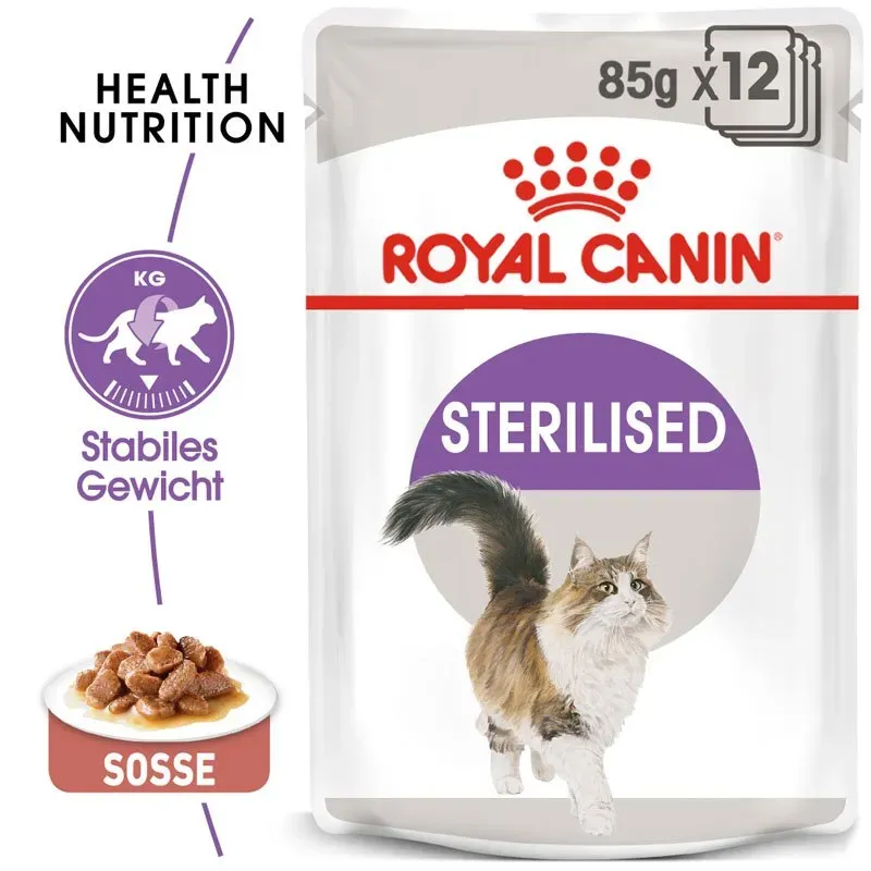 ROYAL CANIN STERILISED Nassfutter in Soße für kastrierte Katzen 12 x 85g