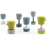 Höhenverstellbarer Hocker Marley Gelb/Blau/Grau | Gepolstert | Gasfeder | Kunststoffgestell | höhenverstellbar | drehbar