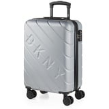 DKNY - Koffer Klein Handgepäck - Handgepäck Koffer 4 Rollen - Koffer Handgepäck 55x40x20 Leicht und Robust - Reisekoffer Klein aus Hochwertigen Materialien, Silber