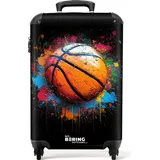 NoBoringSuitcases.com NoBoringSuitcases.com® Koffer Handgepäck Trolley Rollkoffer Kleine Reisekoffer, mit Rollen, - Orangefarbener Basketball inmitten von Farbspritzer... - Bunt