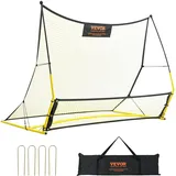 Vevor 2 in 1 Fußball Rebound Doppelte Netze Tragbares Prellwand Fußball 25,4 x 25,4 mm, Rebounder Fußball Eisenrohr & PE-Netz Kinder & Jugendliche Verstellbar Fußballtor Rebounder Kicker Gelb