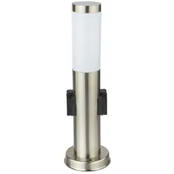 Stehlampe, 2x Steckdose, Edelstahl, H 45 cm, BOSTON