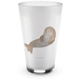 Mr. & Mrs. Panda Glas Robbe Lachen - Transparent - Geschenk, Gute Laune, Latte Macchiato, C, Premium Glas, Herzliche Motive