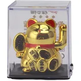 Greensen Maneki Neko Winkekatze Süße Solarwinkekatze Wohlstand winkelarm Glücksbringer Katze, Glückskatze Dekofigur für Schreibtisch Wohnaccessoires Dekoration 2 Zoll (Gold)