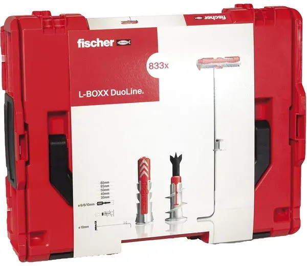 Fischer Duo-Line Dübel-Set in robuster und stabelbarer L-Boxx, Inhalt 833 Dübel