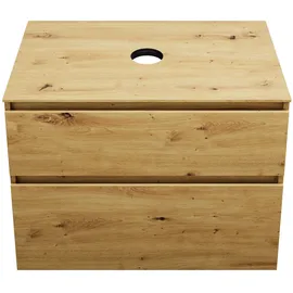 Burgbad Lin20 Waschtischunterschrank inklusive Konsolenplatte, 2 Auszüge, 802x487x661mm, WWYI080F5353, Farbe: Eiche Dekor Urban