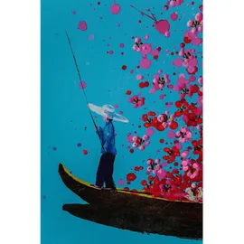 Kare Bild Touched Flower Boat Blau, Pink 80x100cm