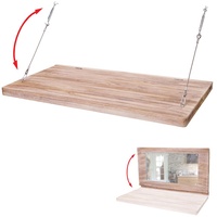 Wandtisch HWC-H48, Wandklapptisch Wandregal Tisch mit Spiegel (ggfs defekt), klappbar Massiv-Holz 100x50cm