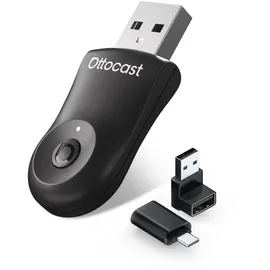 OTTOCAST 2025 Verbesserter 2-in-1 Wireless CarPlay & Android Auto Adapter, OTTOCAST MINI Kabelloser CarPlay Adapter für iOS 10+ & Android 11+, Wandelt kabelgebundenes CarPlay in Wireless um, (Schwarz)