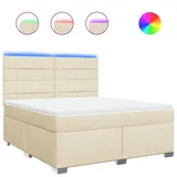 vidaXL Boxspringbett mit Matratze Creme 180x200 cm Stoff