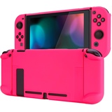 eXtremeRate Schutzhülle Kompatibel mit Nintendo Switch Joy Con Konsole, Case Schutzhülle Zubehör trennbare andockbare Hülle für Nintendo Switch(Leuchtend rosa)