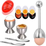 Mutig Eierköpfer 6erPack Eierköpfer aus hochwertigem Edelstahl,Eierschneider/Eieröffner, (präzises Öffnen von Eiern, perfekte Frühstücks-Ergänzung, Eierschalenbrecher Eieröffner mit 2 Tassen, 2 Löffeln, 1 Topper), Eierschalensollbruchstellenverursacher, Remover Separator silberfarben