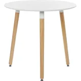 BELIANI Esstisch Runde Weiße Tischplatte 80 cm aus MDF Hellbraune Beine aus Buchenholz mit Schutzkappen Minimalistisch Skandinavisch Esszimmer - Weiß/Hellbraun