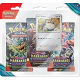 Pokémon 3er-Pack-Blister Karmesin & Purpur - Maskerade im Zwielicht: Relaxo (3 Boosterpacks & 1 holografische Promokarte)