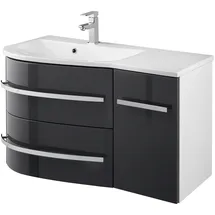 WELLTIME Waschtisch OSLO, Breite 90cm, geschwungene Form, Ablage rechts grau