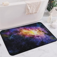 Rutschfester Badvorleger,Galaxy Nebula Gaswolke im Weltraumstaub Milchstraße im Atmosphärenuniversum Print Schwarz Lila,Mikrofaser Duschvorleger Teppich für Badezimmer Küche Wohnzimmer 60x100 cm