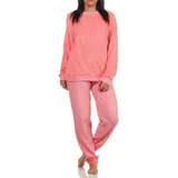 Normann Wäschefabrik Damen Frottee Pyjama mit Bündchen in Herz-Tupfen Streifenoptik - auch in Übergrössen, | 60-62