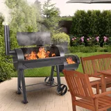 HECHT® Smoker Grill Stand Holzkohle Wagen BBQ Räucher Stand Camping Ofen Grillen