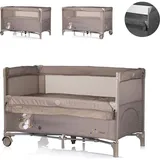 Chipolino Reisebett Relax 2 Ebenen, Vorderseite absenkbar, Seiteneingang, Tasche, Farbe:beige/braun