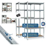 Grafner Grafner® Lagerregal 2er Set 180x90x40 cm 2 Schwerlastregale mit 10 Böden max. 1750 kg Metall verzink