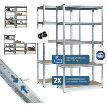 Grafner Grafner® Lagerregal 2er Set 180x90x40 cm 2 Schwerlastregale mit 10 Böden max. 1750 kg Metall verzink