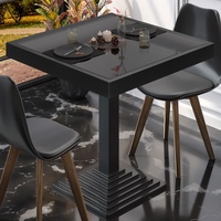 ABP | Glas Bistrotisch | B:T:H 70 x 70 x 76 cm | Schwarz / Rand Schwarz / Ges...