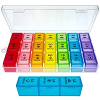 ZVZM Tablettenbox 7 Tage Morgens Mittags Abends, Pillendose 7 Tage, Tablettenbox 7 Tage 3 Große Fächer, Medikamentenbox 7 Tage 3 Fächer, Tabletten Organizer FüR Kinder äLtere und Arthritische HäNde.
