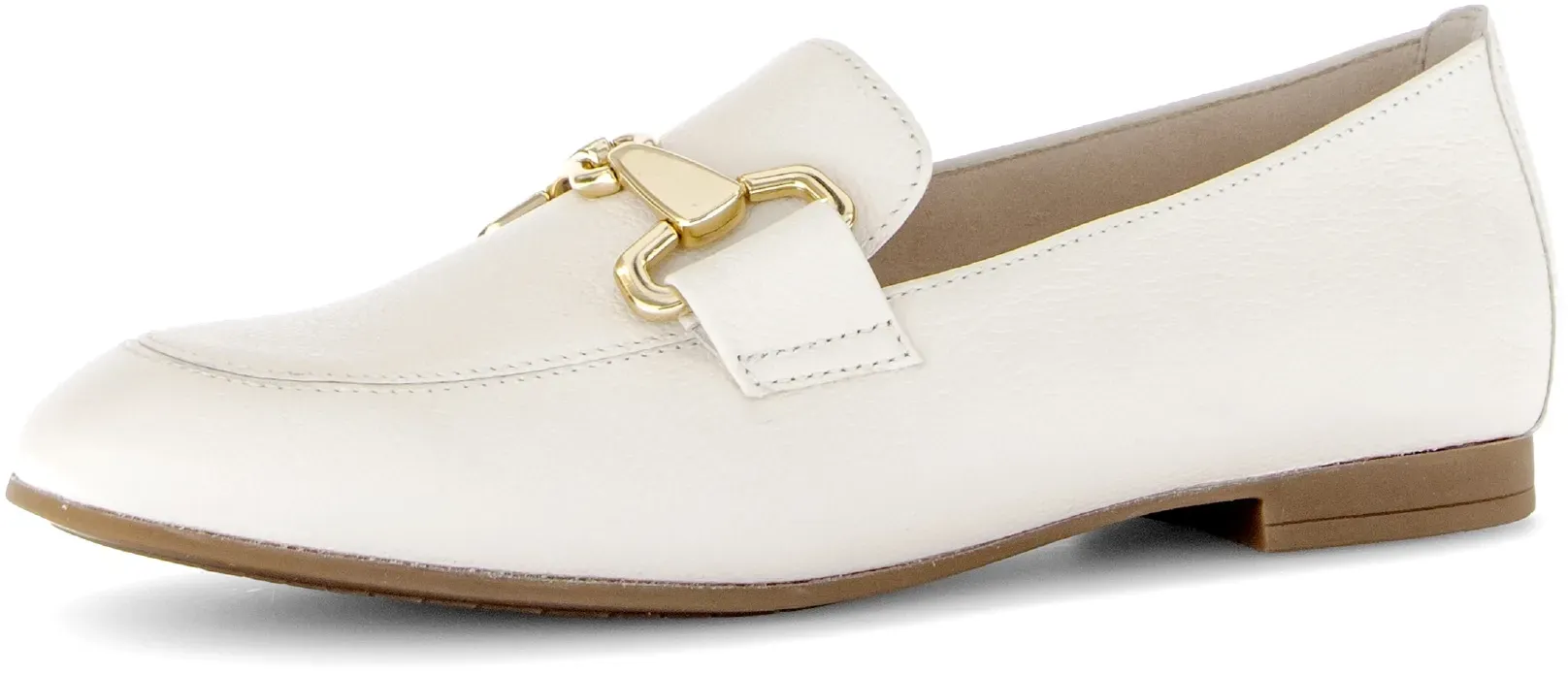 Slipper GABOR, Damen, Gr. 42, beige (latte, goldfarben), Kalbsleder, Schuhe Slipper, Loafer, Halbschuh mit Lederinnensohle