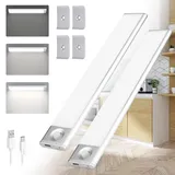 Sofore 23cm Led Unterbauleuchte Schrankleuchten Bewegungsmelder, USB Wiederaufladbar Sensor Schrankleuchte mit Magnetstreifen, LED Schrankbeleuchtung für Küche Kleiderschrank,Treppe(2 Stück)