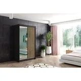 altdecor Kleiderschrank, Schwarz, Eiche Wotan, Holzwerkstoff, 120x215x61 cm Schlafzimmer, Kleiderschränke