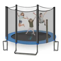 SereneLife Trampolin Outdoor Kinder – Ø 244/305/366 cm, ASTM-zertifiziert Mit Sicherheitsnetz & Randabdeckung, wetterfestes Gartentrampolin, stabile L-Form Füße