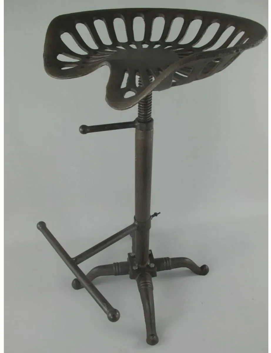 Casa Padrino Industrie Stil Gusseisen Barhocker Rustikal Braun H. 75 cm