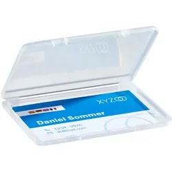 25 Visitenkartenbox mit Deckel, transparent, flache Ausführung, PP