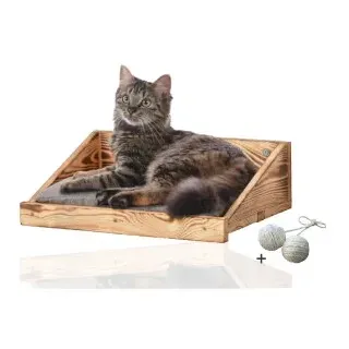 Rohrschneider Katzen Kletterstufe mit Kissen Kletterwand-Element mit Gratis-Spielballset