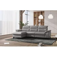 Ecksofa SIT & MORE "Astoria L-Form" Sofas Gr. B/H/T: 260cm x 91cm x 175cm, Luxus-Microfaser ALTARA NUBUCK, Recamiere links, ohne Kopfteilverstellung-ohne Armlehnfunktion-ohne Relaxfunktion motorisch im Sofa 2,5-sitzig-ohne Relaxfunktion motorisch in Recamiere, grau wahlweise mit motorischer Relaxfunktion